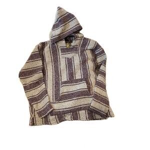 Baja Joe Mexican Baja Hoodie Poncho Pullover Unisex XL